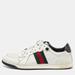 Gucci Shoes | Gucci White/Black Leather Ace Web Detail Low Top Sneakers Size 43 | Color: White | Size: 43