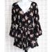 American Eagle Outfitters Pants & Jumpsuits | American Eagle Black Floral Ruffle Shorts Womens Bell Sleeve Romper Jumpsuit M | Color: Black | Size: M