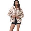 Zara Jackets & Coats | New Zara Cream Red Black Plaid Overshirt Shacket Jacket Nwt | Color: Black/Cream/Red/White | Size: M