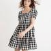 Madewell Dresses | Madewell Square-Neck Tiered Mini Dress In Gingham Seersucker | Color: Black/White | Size: M