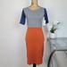 Lularoe Dresses | Lularoe Julia Pencil Dress Colorblock Pattern Xs | Color: Blue/Orange | Size: Xs