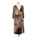 b-slim Casual Dress - Wrap: Brown Batik Dresses - Women's Size Large