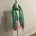 Lilly Pulitzer Accessories | Lilly Pulitzer Scarf Bright Colorful Cheery Leaf Print Long Wrap Pashmina | Color: Green/Pink | Size: Os