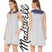 Madewell Dresses | Madewell Embroidered Sunray Dress Windowpane Plaid Checkered Size Xxs | Color: Blue/White | Size: Xxs