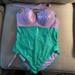 Disney Swim | Disney Brand “Little Mermaid” Ladies One Piece Swimsuit | Color: Green/Purple | Size: Xl