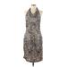 Suzi Chin for Maggy Boutique Casual Dress - Sheath Cowl Neck Sleeveless: Brown Leopard Print Dresses - Women's Size 12