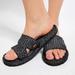 Free People Shoes | New Free People Laguna Slide Sandals 36 6 Woven Black Raffia Straw | Color: Black | Size: 6