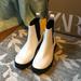 Zara Shoes | New Zara Low Heel Vibram Sole Leather Ankle Boots, Size 7.5 | Color: White | Size: 7.5