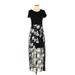 Vince Camuto Casual Dress - A-Line Scoop Neck Short sleeves: Black Floral Dresses - Women's Size Small