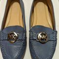 Michael Kors Shoes | Michael Kors Womens Shoes Blue Slip On Flats Size 6.5 Pre-Owned Logo Silver | Color: Blue | Size: 6.5