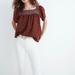 Madewell Tops | Madewell Square-Neck Smocked Top In Dotted Vines | Color: Brown/Red | Size: S