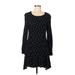 Bar III Casual Dress - A-Line Scoop Neck Long sleeves: Black Polka Dots Dresses - Women's Size 8