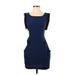 BCBGeneration Casual Dress - Bodycon Scoop Neck Short sleeves: Blue Solid Dresses - Women's Size 2