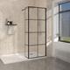 Black Grid Wet Room Walk in Shower Enclosure Panels 800mm Shower Screen with 300mm Return Panel - NRG