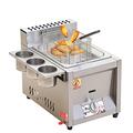 Deep Fat Fryer, Stainless Steel LPG Fryer, Stainless Steel Fat Fryer With Removable Basket, Freestanding Temperature Control, With Lid (Natural Gas Single tank) ((Lpg) Single tank)