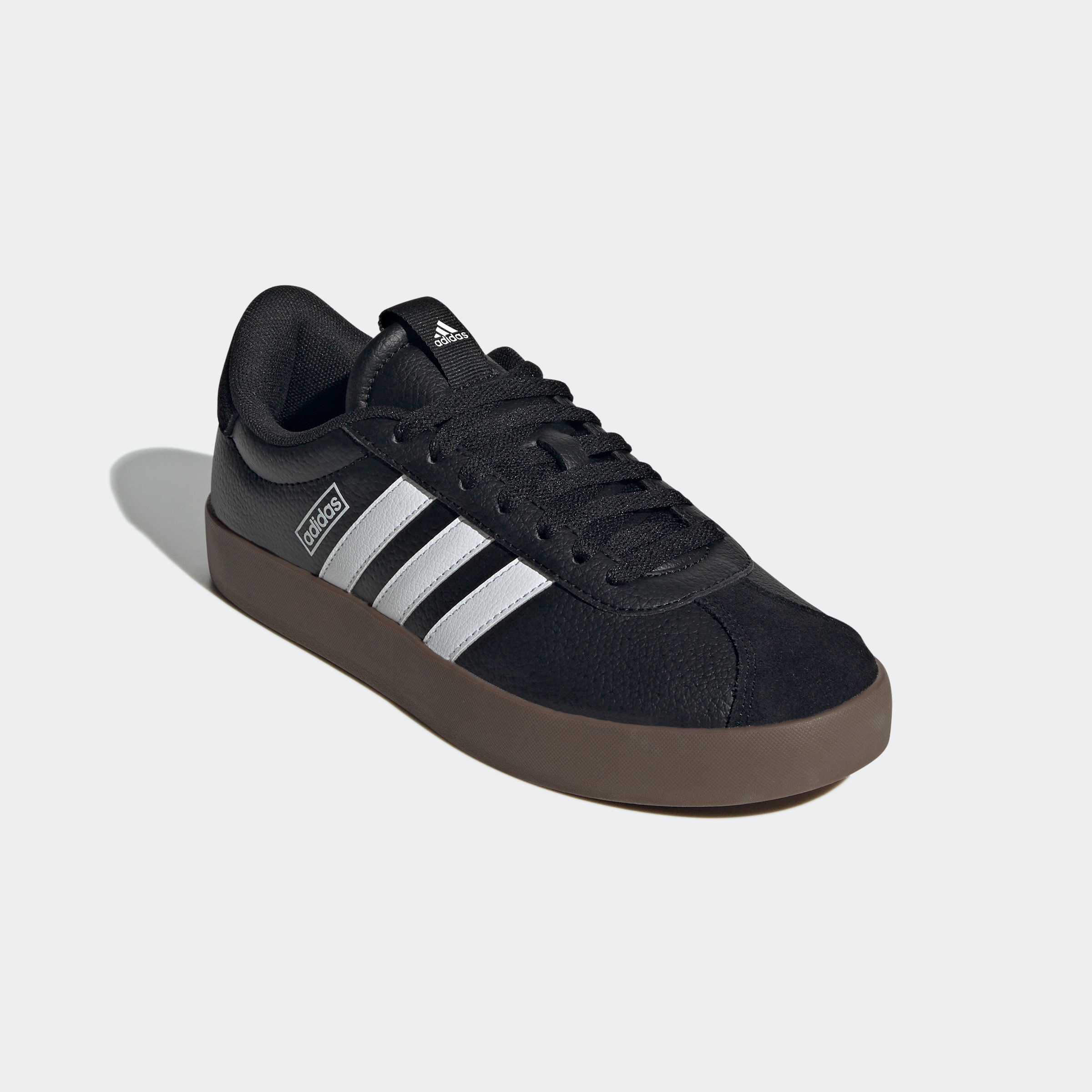 Sneaker ADIDAS SPORTSWEAR "VL COURT 3.0", Damen, Gr. 38, schwarz-weiß (core schwarz, cloud weiß, gum5), Leder, Synthetik, Schuhe Sneaker, inspiriert vom Design des adidas samba