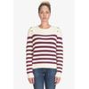 Strickpullover LE TEMPS DES CERISES "FANIA", Damen, Gr. L, lila (weiß, lila), 50% Viskose, 28% Polyester, 22% Nylon, gestreift, feminin, normal, Rundhals, Langarm, Pullover, mit angesagtem Streifen-Muster