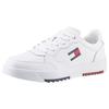 Sneaker TOMMY JEANS "TJM RETRO ESS", Herren, Gr. 42, weiß, Leder, Lederimitat, sportlich, Schuhe, mit TOMMY Markenlogo, Freizeitschuh, Halbschuh, Schnürschuh