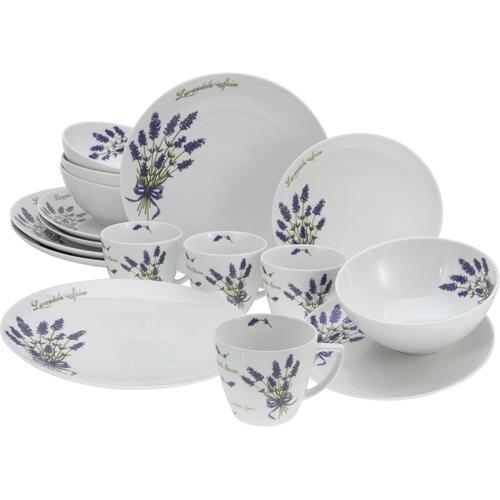 „Kombiservice CREATABLE „“Home Lavendel““ Geschirr-Sets Gr. 16 tlg., lila (lavendel) Geschirr-Sets für 4 Personen Lavendel-Dekor“