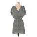 RVCA Casual Dress - Wrap: Gray Grid Dresses - Women's Size Small