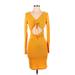 BCBG Paris Cocktail Dress - Bodycon: Yellow Print Dresses - Women's Size Small