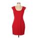 Express Casual Dress - Mini Scoop Neck Short sleeves: Red Print Dresses - Women's Size 12