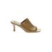 Vince Camuto Mule/Clog: Slide Stiletto Cocktail Party Tan Print Shoes - Women's Size 7 1/2 - Open Toe
