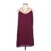 Lucy Love Casual Dress - Mini V-Neck Sleeveless: Burgundy Print Dresses - Women's Size Large
