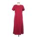 Talbots Casual Dress - A-Line Crew Neck Short sleeves: Burgundy Print Dresses - Women's Size 10 Petite