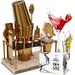 Joytable 16 Piece Stainless Steel Cocktail Shaker Bar Tool Set w/ Stand Stainless Steel in Yellow | 3 H x 3 W x 10.5 D in | Wayfair WF-JT-BS-GD