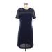 MICHAEL Michael Kors Casual Dress - Sheath Crew Neck Short sleeves: Blue Print Dresses - Women's Size Medium