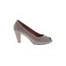 Gentle Souls Heels: Pumps Chunky Heel Classic Gray Print Shoes - Women's Size 8 - Round Toe