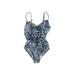 One Piece Swimsuit: Blue Swimwear - Women's Size Small