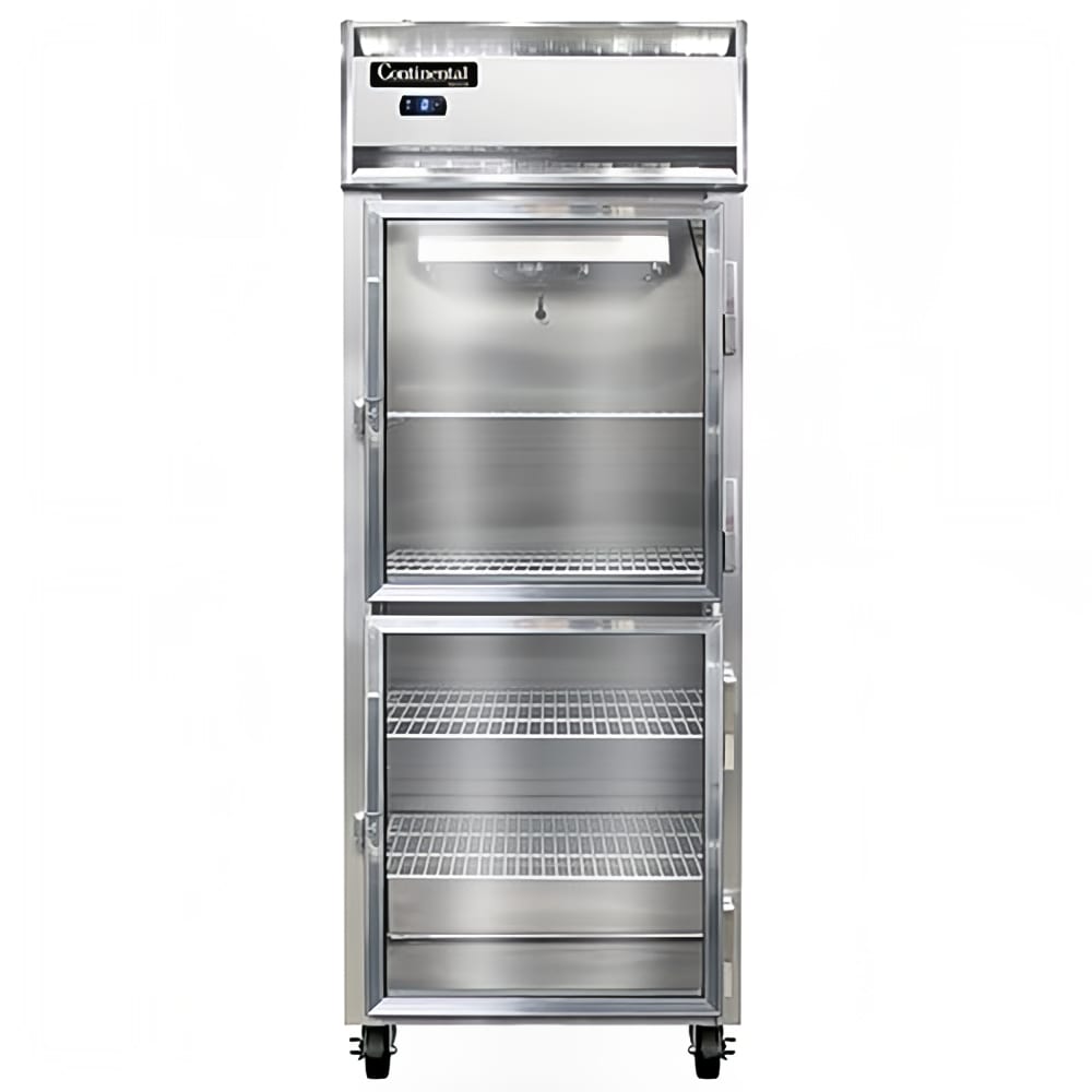 Continental 1FESNSSGDHD 28 1/2" 1 Section Reach In Freezer, 2 Right Hinge Glass Doors, 115v, Stainless Steel