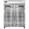 Continental 2RENSSGD 57" 2 Section Reach In Refrigerator, (2) Left/Right Hinge Glass Doors, Top Compressor, 115v, Silver