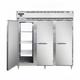 Continental D3RNPT 78" 3 Section Pass Thru Refrigerator, (6) Left/Right Hinge Solid Doors, Top Compressor, 115v, Silver