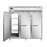 Continental D3RRFNSAPT Designer Line 78" 3 Section Pass Thru Commercial Refrigerator Freezer - Solid Doors, Top Compressor, 115v, Silver