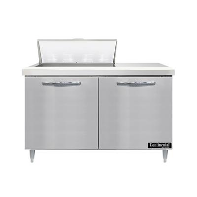 Continental D48N8 48" Designer Line Sandwich/Salad Prep Table w/ Refrigerated Base, 115v, 2 Doors, Stainless Steel