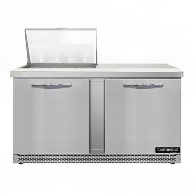 Continental D60N12M-FB 60" Designer Line Sandwich/Salad Prep Table w/ Refrigerated Base, 115v, 2 Solid Hinged Doors, 8" Cutting Board, Stainless Steel