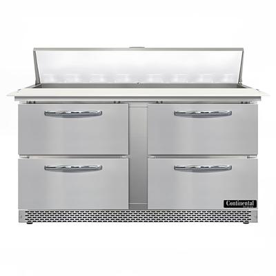 Continental D60N16C-FB-D 60" Designer Line Sandwich/Salad Prep Table w/ Refrigerated Base, 115v, Stainless Steel