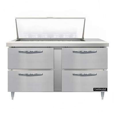 Continental D60N18M-D 60" Designer Line Sandwich/Salad Prep Table w/ Refrigerated Base, 115v, Stainless Steel