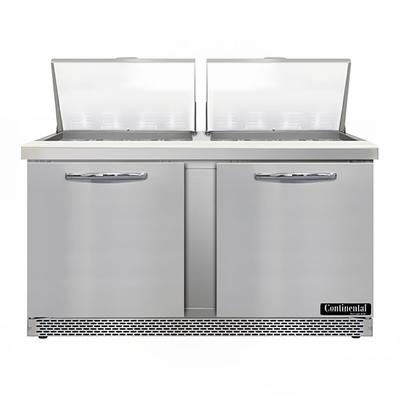 Continental D60N24M-FB 60" Designer Line Sandwich/Salad Prep Table w/ Refrigerated Base, 115v, 24 Pans & 2 Doors, Stainless Steel