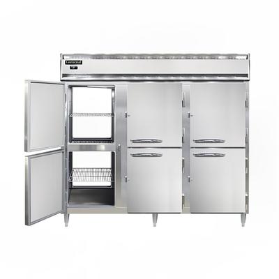 Continental DL3FE-PT-HD Designer Line 85 1/2" 3 Section Pass Thru Freezer, (12) Solid Doors, 115v, Silver