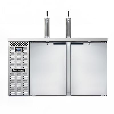 Continental KC59SNSS 59" Kegerator Commercial Beer Dispenser w/ 2 Keg Capacity - 2 Column, Stainless, 115v, Stainless Steel
