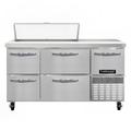 Continental RA60N10-D 60" Sandwich/Salad Prep Table w/ Refrigerated Base, 115v, Stainless Steel