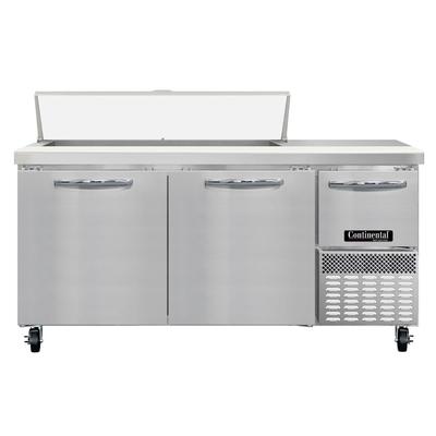 Continental RA68N12 68" Sandwich/Salad Prep Table w/ Refrigerated Base, 115v, Stainless Steel