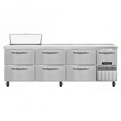 Continental RA93N8-D 93" Sandwich/Salad Prep Table w/ Refrigerated Base, 115v, Stainless Steel