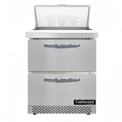Continental SW27N8-FB-D 27" Sandwich/Salad Prep Table w/ Refrigerated Base, 115v, Stainless Steel