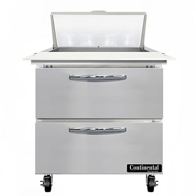 Continental SW32N8C-D 32" Sandwich/Salad Prep Table w/ Refrigerated Base, 115v, Stainless Steel
