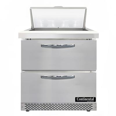 Continental SW32N8-FB-D 32" Sandwich/Salad Prep Table w/ Refrigerated Base, 115v, Stainless Steel